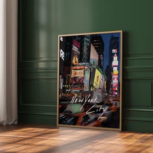 Digitale muurkunst New York City Times Square – afdrukbaar decor stedelijke skyline voor NYC-liefhebbers