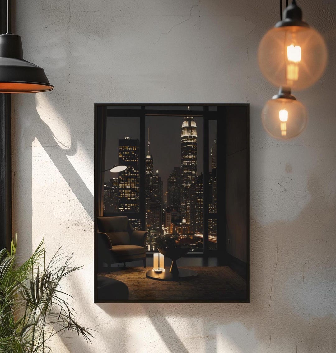 NYC Empire State Building Night Cityscape Print – Urban Apartment Decor ...