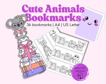 Back to School Coloring Bookmark | Bold & Easy Custom Bookmark Coloring Pack | Cute Cat Book Shelf Tracker | Cute Animals | Coco Wyo Style