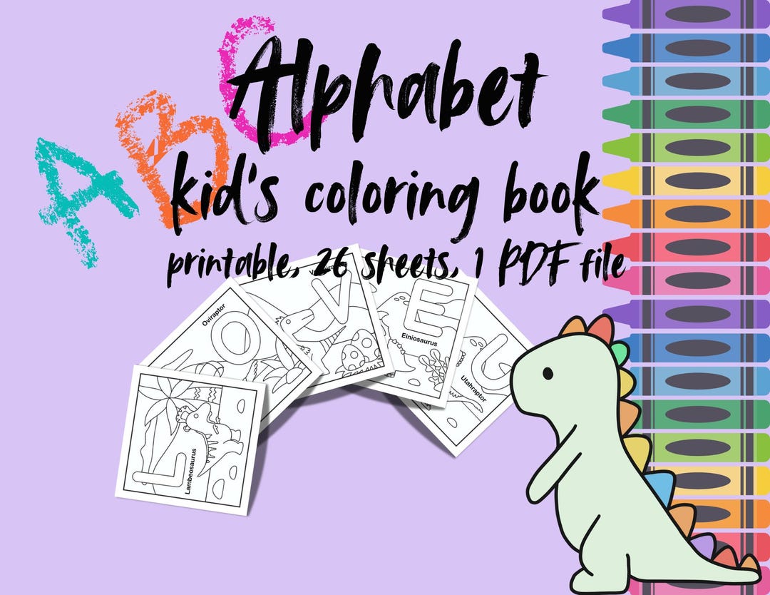 Dinosaur ABC Coloring Book for Kids | Preschool Learning (PDF Pattern ...