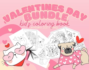 Valentine's Day Coloring Book for Kids: 500+ Kawaii Animals, Hearts (Printable PDF)