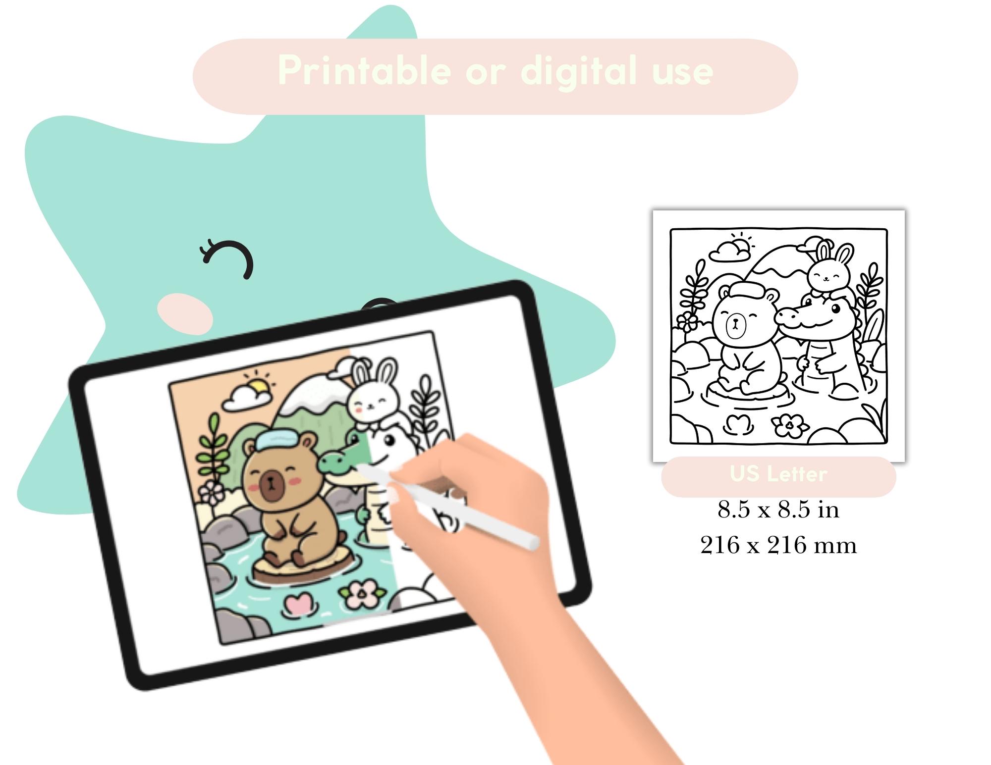 Bold and Easy Capybara and Friends Coloring Pages | Hand-drawn ...