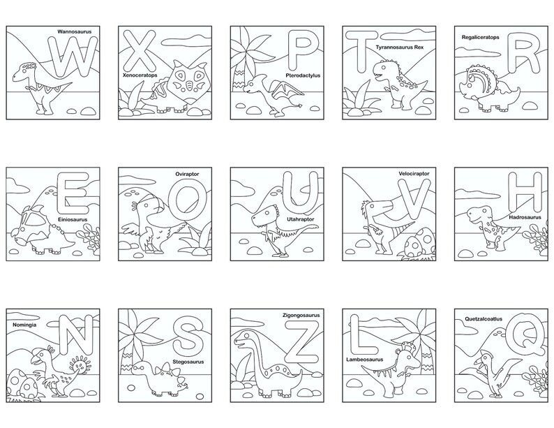 Dinosaur ABC Coloring Book for Kids | Preschool Learning (PDF Pattern ...