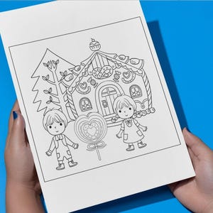 Fairy tale DIY activity with Hansel & Gretel, creative theatre storytelling, kids arts & crafts, nursery rhyme printable, enchanted coloring pages, fable story art, imagination play, fairy tale worksheets, Grimm story coloring book, book-inspired