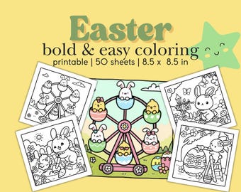 Bold and Easy Spring Easter Coloring Pages | Hand-Drawn Printable Kids & Adult Coloring Book | Stress Relief Mindfulness | Coco Wyo Style