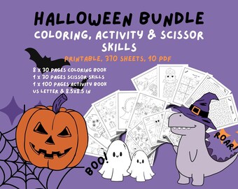Halloween Kids Activity Bundle: Coloring & Scissor Skills (PDF)