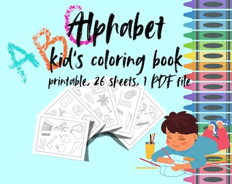 Libro da colorare ABC per bambini: apprendimento divertente dell'alfabeto (schema PDF)