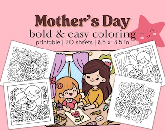 Mother's Day Coloring Book: Hand-Drawn DIY Wish Cards (PDF)