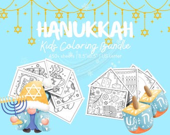Winter Hanukkah Kids Coloring Book Bundle | 450+ Bold & Easy Sheets | Fun Holiday Crafts and Festive Pages | Hanukkah Kids Coloring Bundle