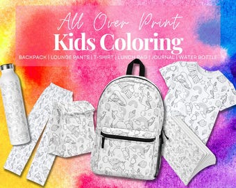 Kids Coloring Unicorn Backpack: School Supplies, Water Bottle, Lunch Bag