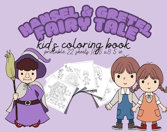 Hansel & Gretel Coloring Pages | Fairy Tale Storybook Printable Coloring Sheets | Kids Coloring PDF | DIY theatre activity | Grimm Brothers