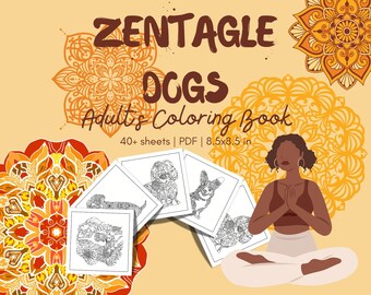 Zentangle Dog Coloring Book: Mandala & Floral Art for Adults (PDF Pattern)