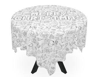 Merry Christmas Coloring Tablecloth | Holiday Activity for Kids & Adults | Washable DIY Decor | Festive Table Cover for Family Fun