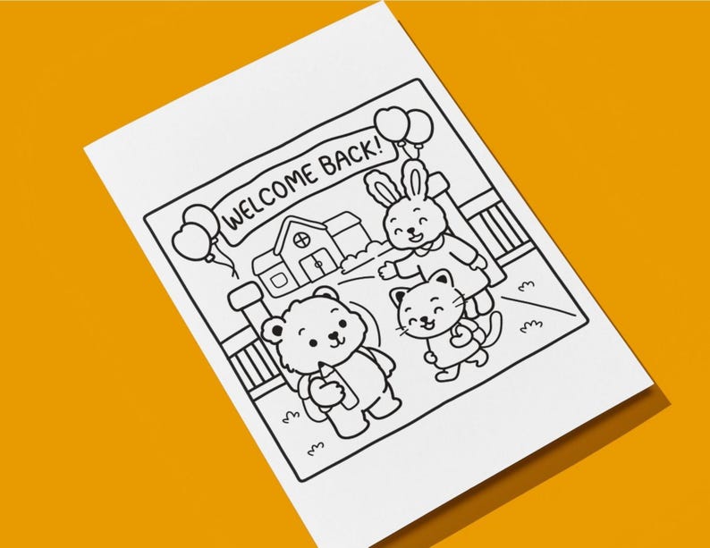 Bold and Easy Back to School Coloring Pages Handdrawn Printable Kids