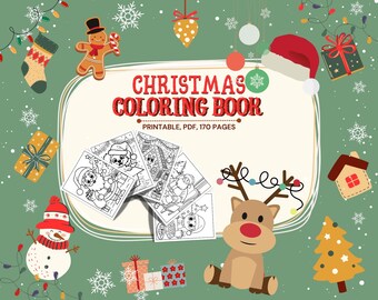 Christmas Coloring Book for Kids: 170 Holiday Pages (PDF Pattern)