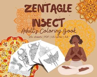 Zentangle Insect Mandala Coloring Book: Relaxing Art (Printable PDF)
