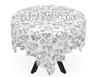 Merry Christmas Coloring Tablecloth | Holiday Activity for Kids & Adults | Washable DIY Decor | Festive Table Cover for Family Time Fun