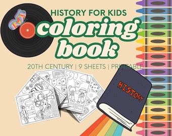 20th Century US History Coloring Book | Educational Printable (PDF)