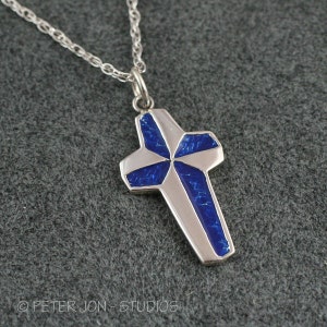 ENAMEL CROSS Necklace in sterling silver - Your Choice of Enamel color.  Includes 18&quot;-24&quot; chain