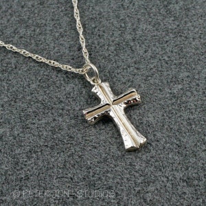 TEXTURE CROSS Necklace Handmade in Sterling Silver