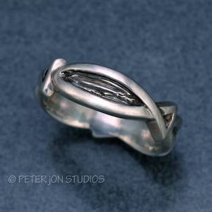 ICHTHYS Band, Wedding Band, Promise Ring, Handmade in Sterling Silver