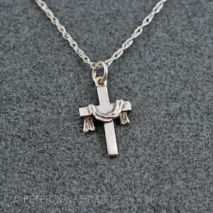 THE ROBE CROSS Necklace in Sterling Silver, includes 1824 chain image 1
