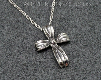 DOGWOOD CROSS in Sterling Silver, includes 18"-24" neckchain, Christian Necklace