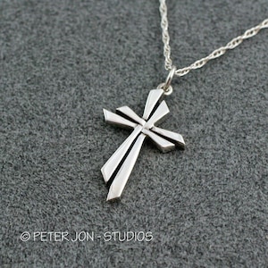 WEAVE Cross Necklace in Sterling Silver, Christian Cross Pendant