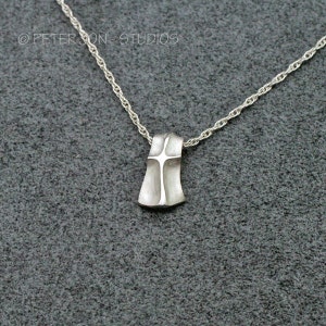 Shield Cross Pendant, Small, Handmade Christian Necklace in Sterling Silver, includes 18"-24" chain