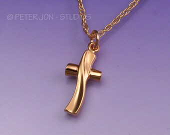 Gold-Fill DANCING CROSS Necklace, Handmade in 14k Yellow Gold-Fill, includes 18"-24"Gold-Fill, Wire Rope chain