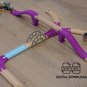 Wooden train track part set 1| Compatible with Brio, Thomas & Fr, IKEA, Lidl | STEP STL files | 3d Print Digital Download|Junction for train