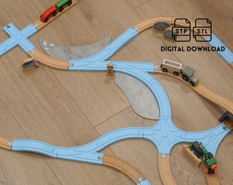 Wooden train track part set 2| Compatible with Brio, Thomas & Friends, IKEA, Lidl | STEP STL files | 3d Print Digital | Junction for train