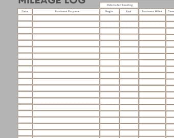 Printable Mileage Log Book: Vehicle Expense Tracker (Any Year)