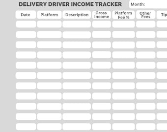 Delivery Driver Income & Mileage Tracker--Printable Gig Worker Log for Uber, DoorDash, Instacart, Grubhub