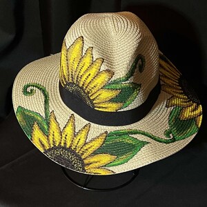Handmålad glitter solros halmhatt | Sommarstrandaccessoar