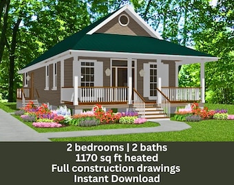 The Blaire 2 bedroom cottage 1170 sf house plans PDF
