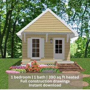 The Joy 390 sq ft Tiny Home Plan 1 Bedroom House Plans PDF