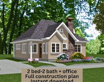 Emma Small House Plan: 3 Bedroom Modern Storybook Cottage Home Design (985 sq ft) PDF