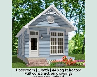 The Hope 1 Bedroom Cottage 448 sq ft House Plans PDF Tiny Home Plan