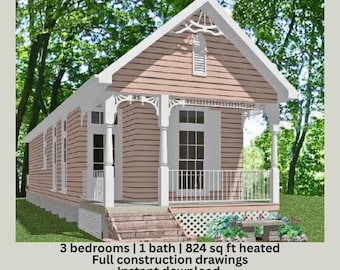The Charity Cottage 2-3 bedroom 894 sq ft house plans PDF