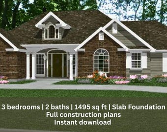 Denise Ranch Home Plan | 3 Bed, 2 Bath (PDF Download)