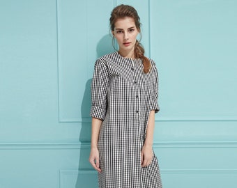 Vestido de camisa de gran tamaño, vestido de camisa de algodón Gingham, vestidos para las mujeres, camisa para las mujeres, mini vestido, vestido de verano de algodón