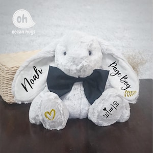 Personalized Bridesmaid Proposal Bunny, Thank You Gifts for Bridesmaids, Flower Girl, Wedding Gift for Page Boy, Ring Bearer, Ring Security