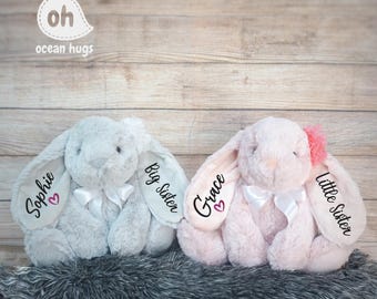 Personalized Super Soft Plush Bunny, Big Brother Little Brother, Big Sister Little Sister Gift, Gift for New Baby, Newborn, Pregnancy