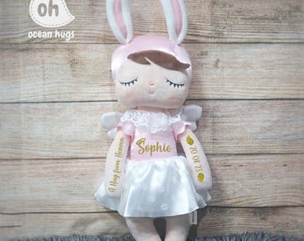 Linda boneca de anjo personalizada, memorial, presente de simpatia, lembrança, boneca de pelúcia com asas de anjo, boneca de lembrança, um abraço do céu