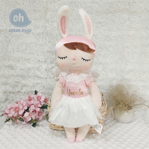 Personalized Angel Doll, Baptism Gift, Baptism Favor, First Communion Girl, Pink Fairy Plush, Custom Name Baby Birth Gifts, Guardian Angel