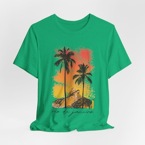 Maglietta Rio de Janeiro, maglietta unisex per gli amanti della spiaggia, maglietta grafica Rio de Janeiro, regalo perfetto per un viaggio in Brasile