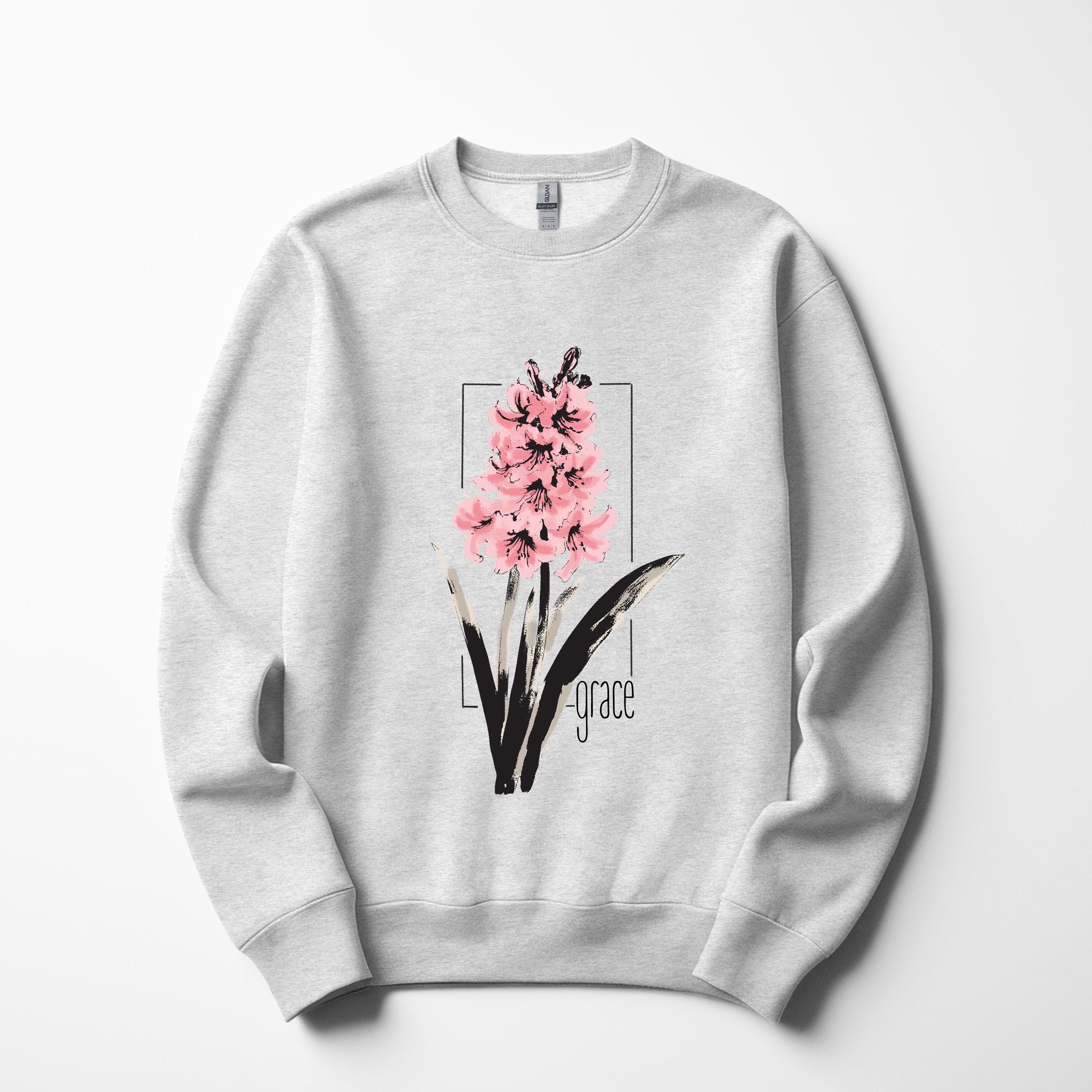 Grace Floral Crewneck Sweatshirt: Hyacinth Flower Positivity