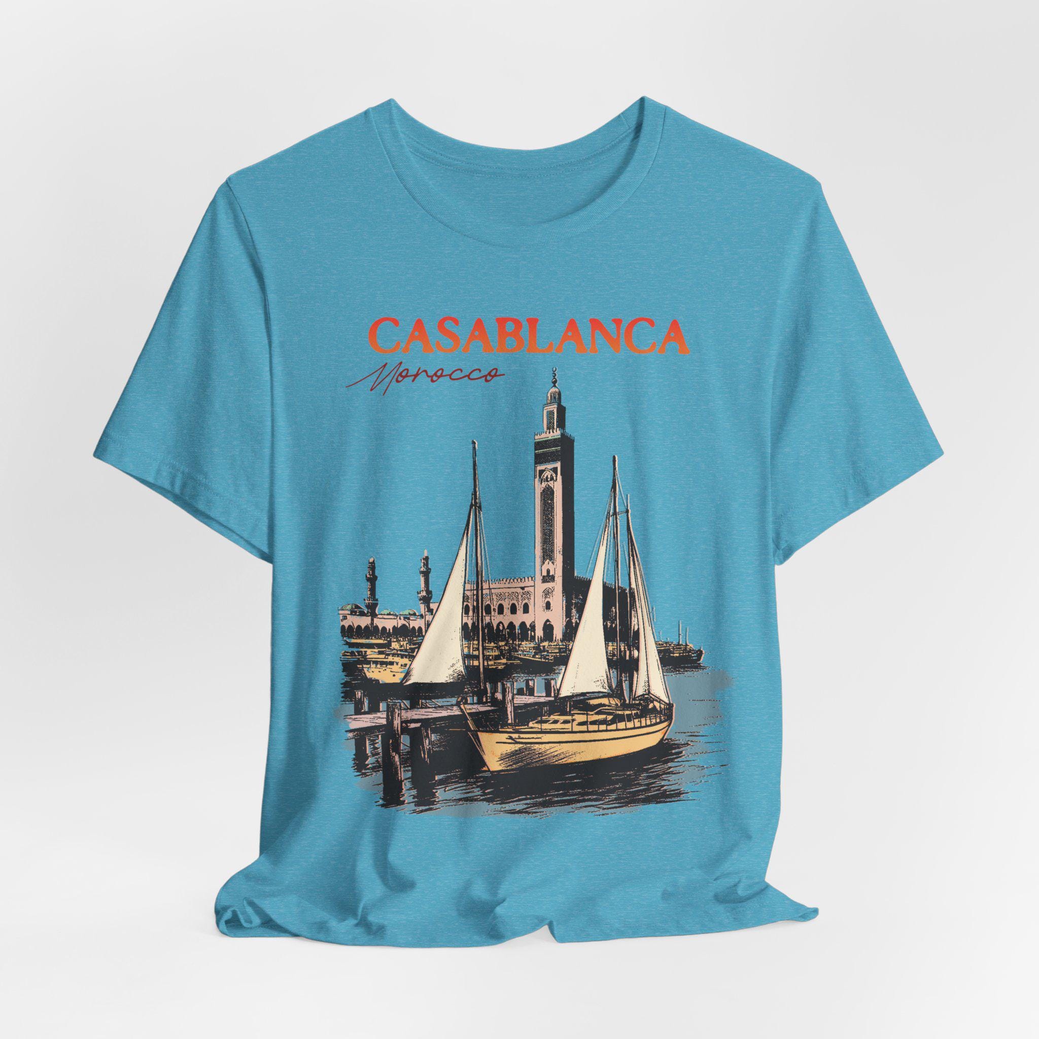 T-Shirt Vintage Coucher De Soleil Casablanca Maroc - Design Rétro Voyage - Cadeau Pour Marocain Ou Voyageur - 10