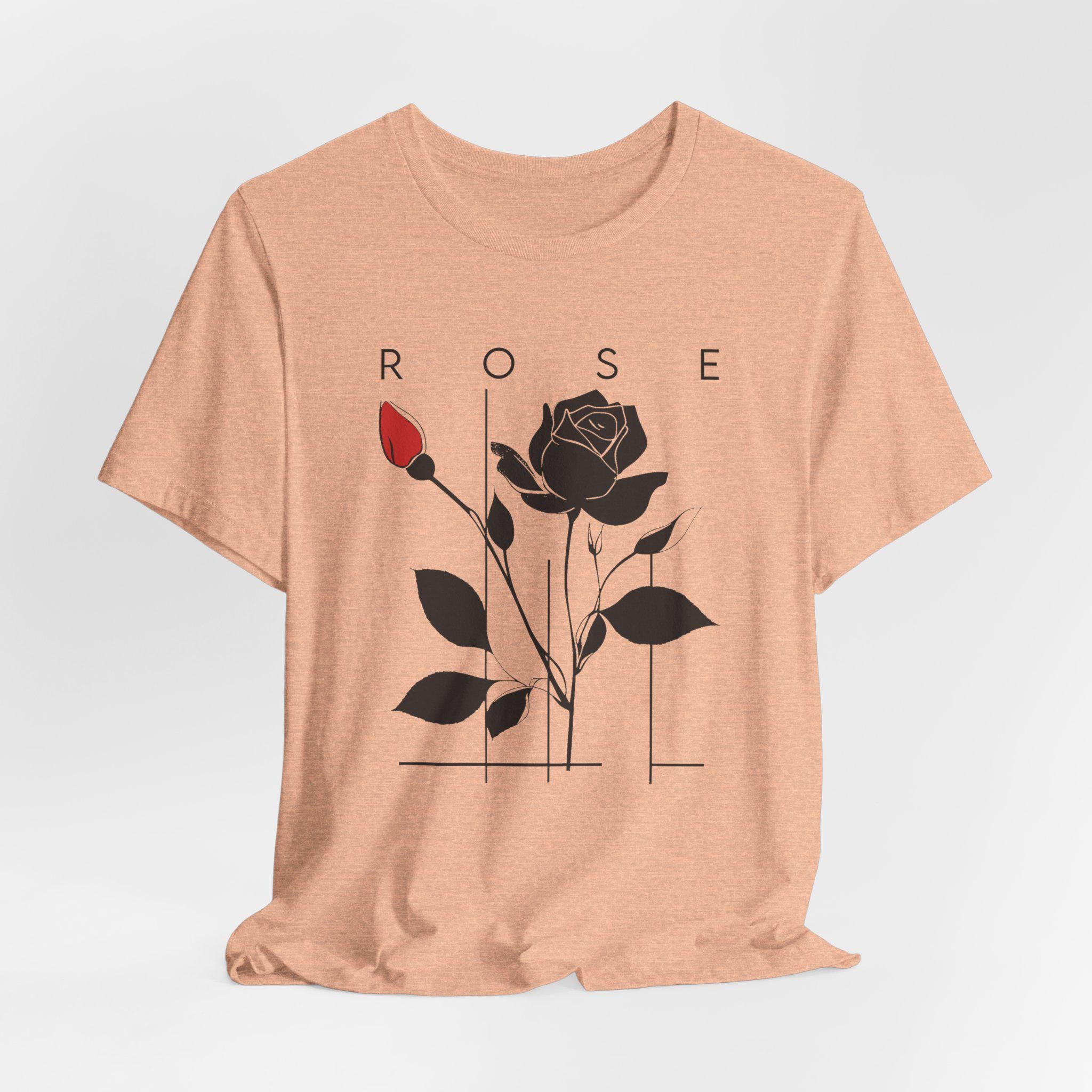 Rose Graphic T-shirt: Minimalist Floral Design, Soft Cotton Top - Etsy